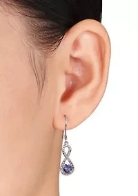 Sterling Silver Tanzanite and Diamond Infinity Earrings