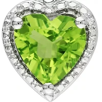 Sterling Silver Peridot Heart Pendant