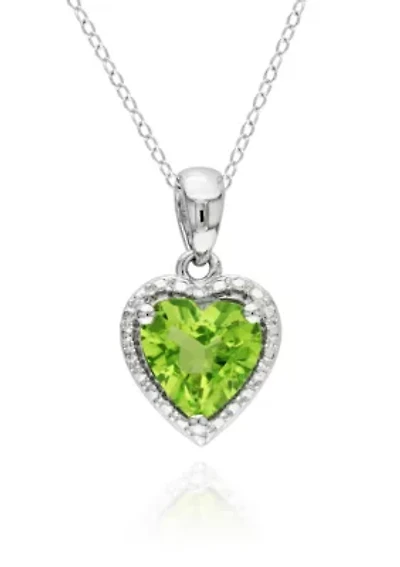 Sterling Silver Peridot Heart Pendant