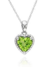 Sterling Silver Peridot Heart Pendant