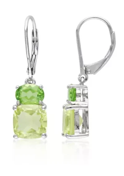 Sterling Silver Peridot and Lemon Quartz Earrings
