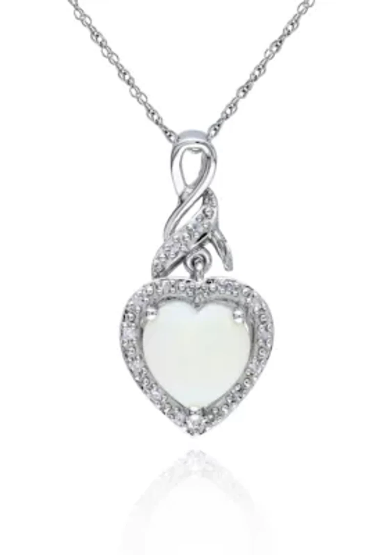 Sterling Silver Opal and Diamond Pendant