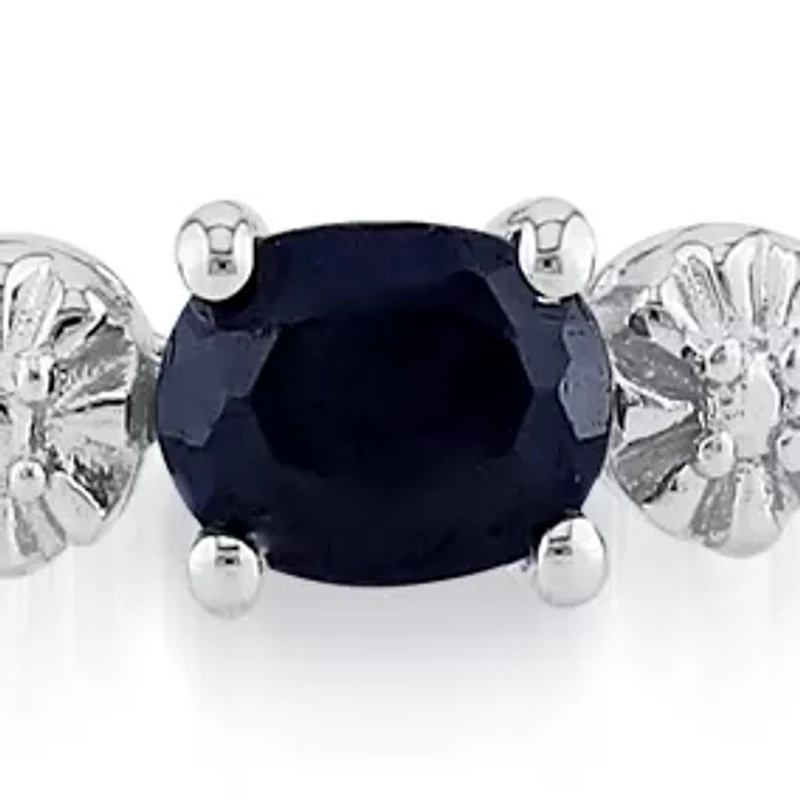 Sterling Silver Black Sapphire and Diamond Bracelet