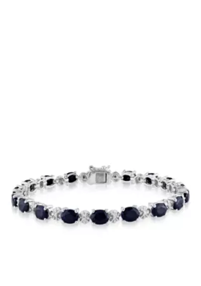 Sterling Silver Black Sapphire and Diamond Bracelet
