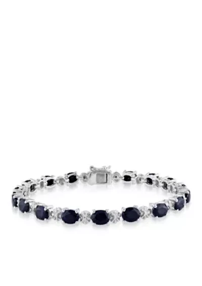 Sterling Silver Black Sapphire and Diamond Bracelet