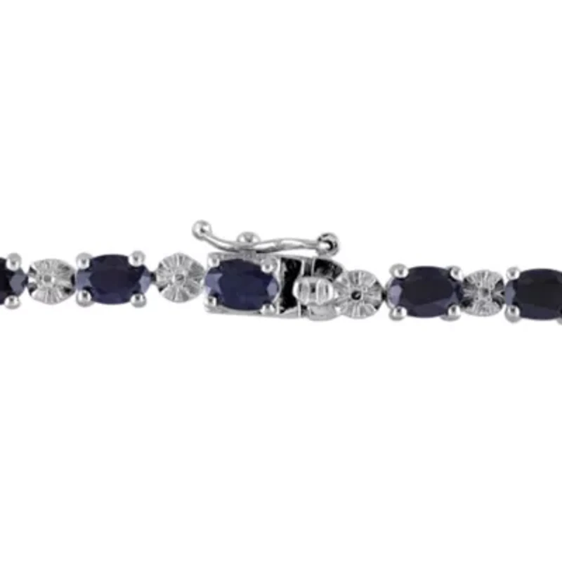 Black Sapphire & Diamond Accent Tennis Bracelet in Sterling Silver - 7.25 in
