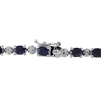 Black Sapphire & Diamond Accent Tennis Bracelet in Sterling Silver - 7.25 in