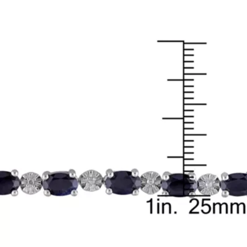 Black Sapphire & Diamond Accent Tennis Bracelet in Sterling Silver - 7.25 in