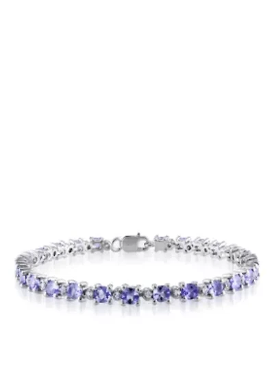 Sterling Silver Tanzanite and White Topaz Bracelet