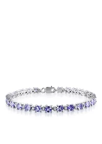 Sterling Silver Tanzanite and White Topaz Bracelet