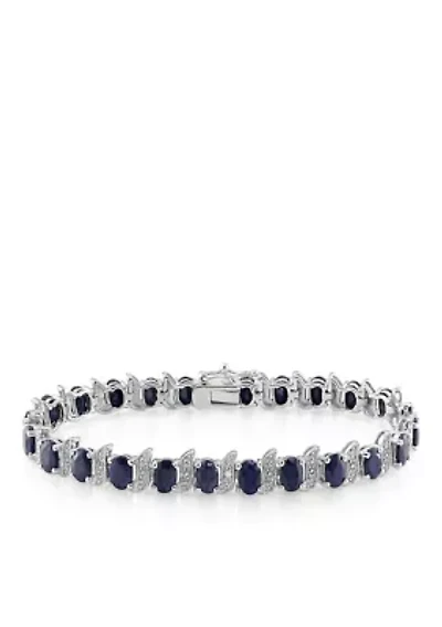 Sterling Silver Black Sapphire and Diamond Bracelet