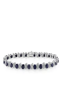 Sterling Silver Black Sapphire and Diamond Bracelet