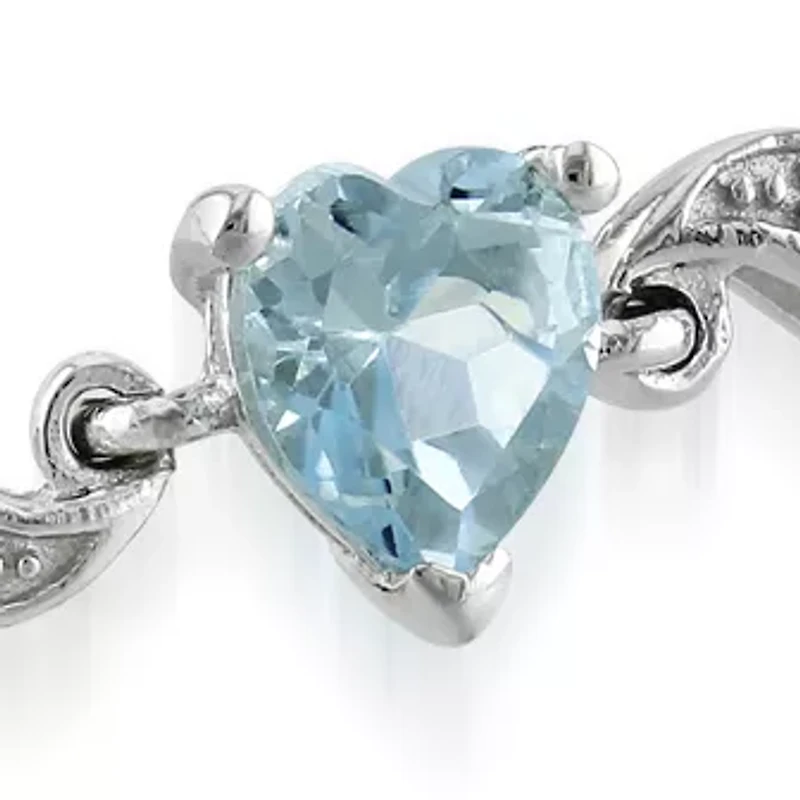 Sterling Silver Blue Topaz and Diamond Bracelet