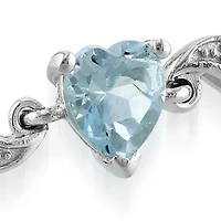 Sterling Silver Blue Topaz and Diamond Bracelet