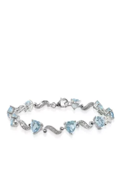 Sterling Silver Blue Topaz and Diamond Bracelet