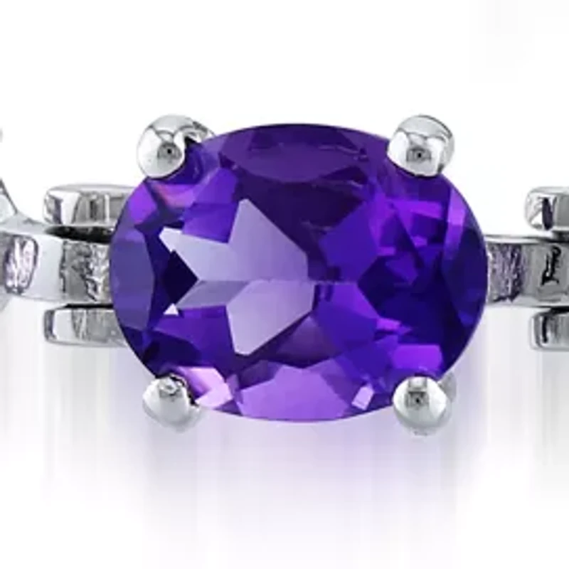 Sterling Silver Amethyst and Rose de France Amethyst Bracelet