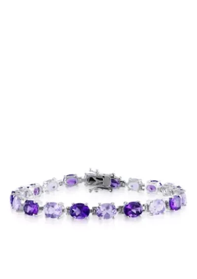 Sterling Silver Amethyst and Rose de France Amethyst Bracelet
