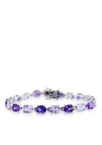 Sterling Silver Amethyst and Rose de France Amethyst Bracelet