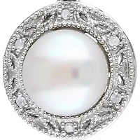 0.05 ct. t.w. Diamond and White Cultured Freshwater Pearl Earrings in Sterling Silver