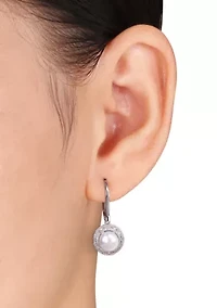 0.05 ct. t.w. Diamond and White Cultured Freshwater Pearl Earrings in Sterling Silver