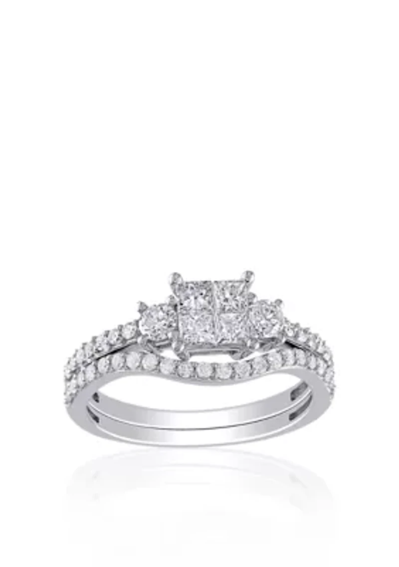 1 ct. t.w. Diamond Bridal Set 14k White Gold