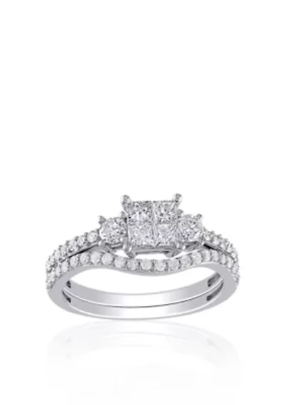 1 ct. t.w. Diamond Bridal Set 14k White Gold