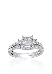 1 ct. t.w. Diamond Bridal Set 14k White Gold