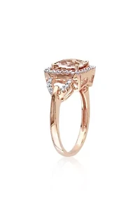 10k Rose Gold Morganite and Diamond Ring