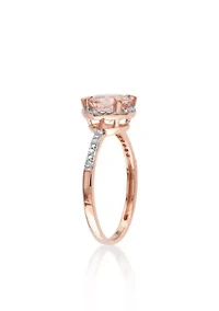 10k Rose Gold Morganite and Diamond Ring