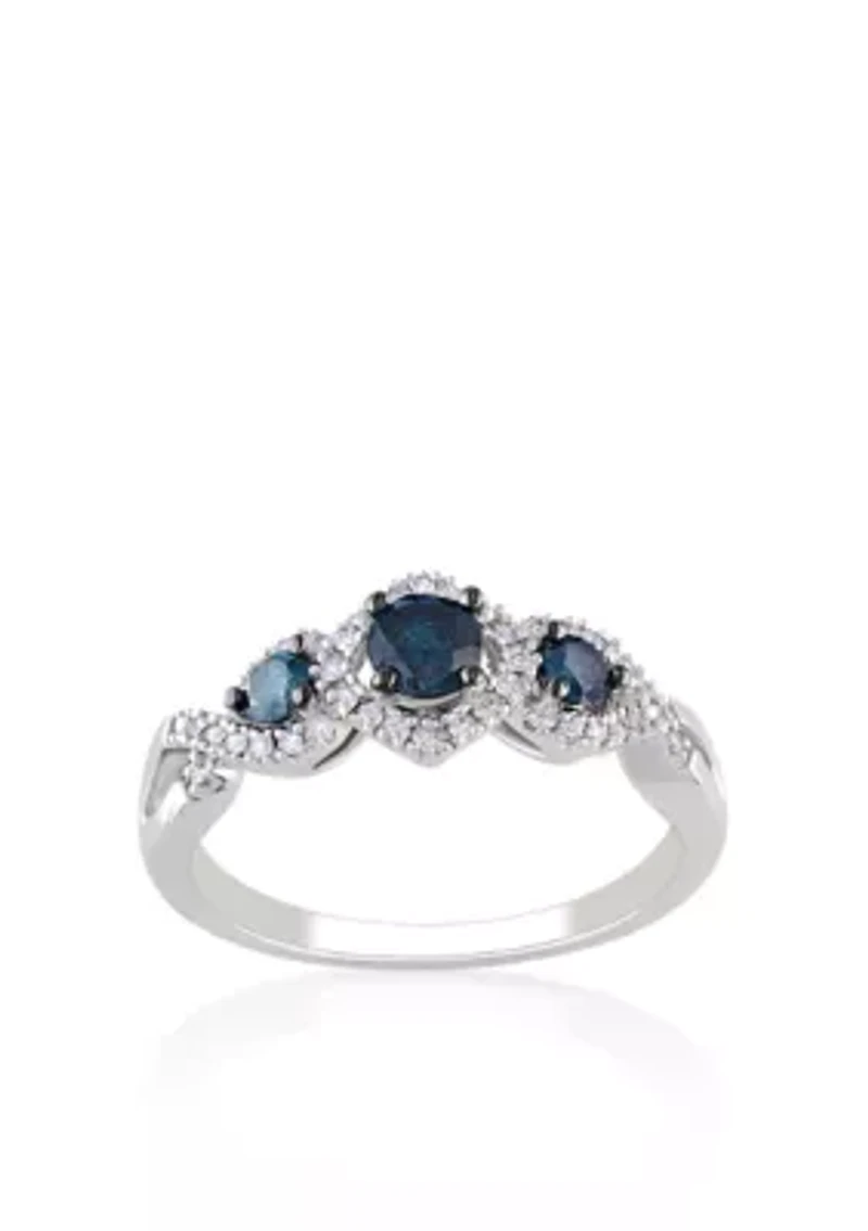 1/10 CT TW Diamond Promise Band Ring Yellow Plated Sterling Silver