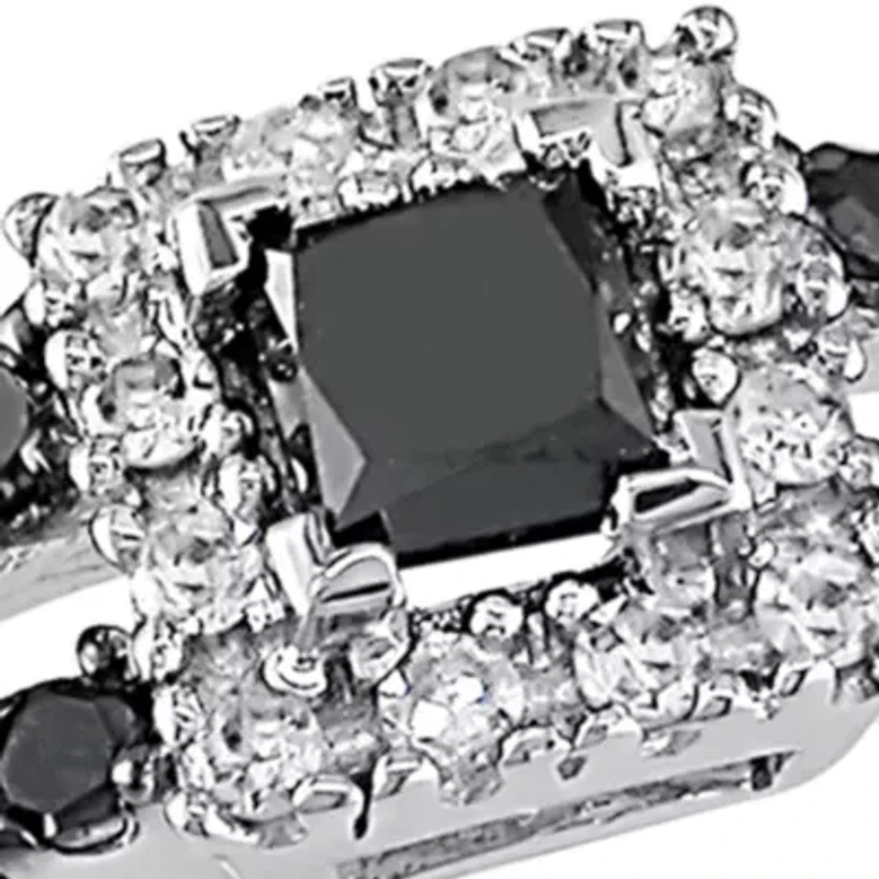 Black and White Diamond Ring 10k Gold