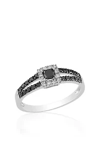 Black and White Diamond Ring 10k Gold
