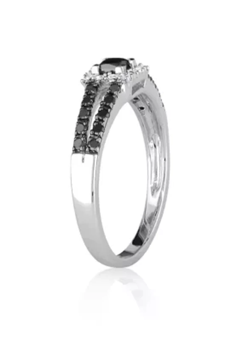Black and White Diamond Ring 10k Gold