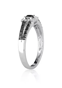 Black and White Diamond Ring 10k Gold