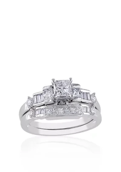 1 ct. t.w. Diamond Bridal Set 14k White Gold