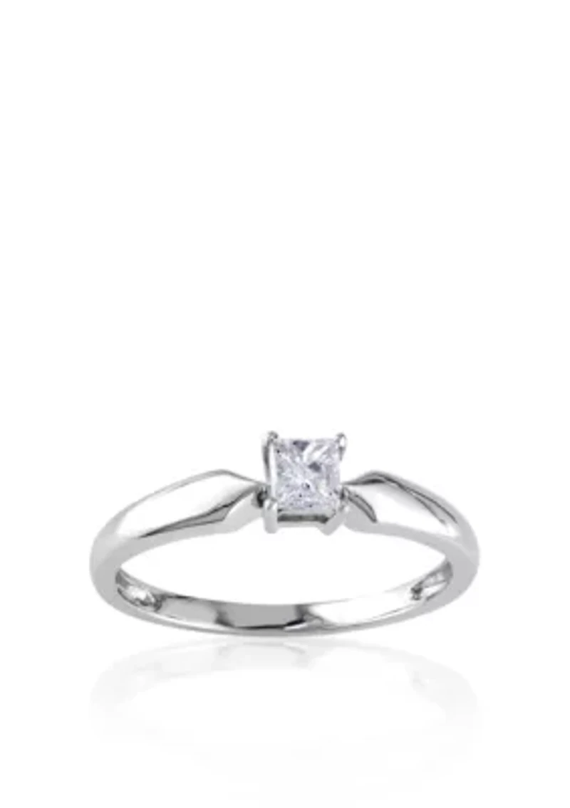 Diamond Solitaire Ring 10k White Gold