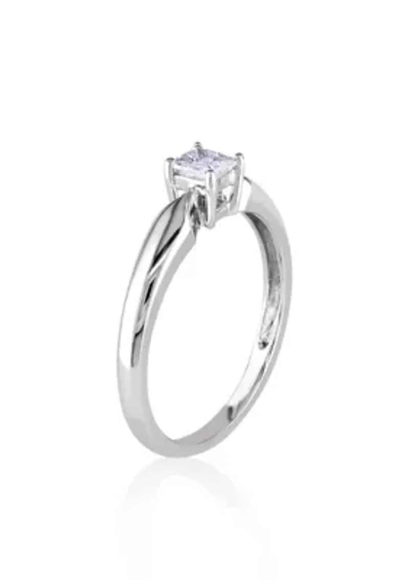 Diamond Solitaire Ring 10k White Gold