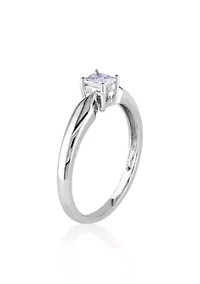 Diamond Solitaire Ring 10k White Gold