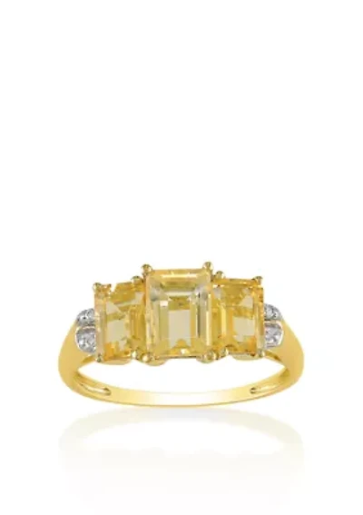 10k Yellow Gold Citrine and Diamond Ring