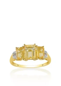 10k Yellow Gold Citrine and Diamond Ring