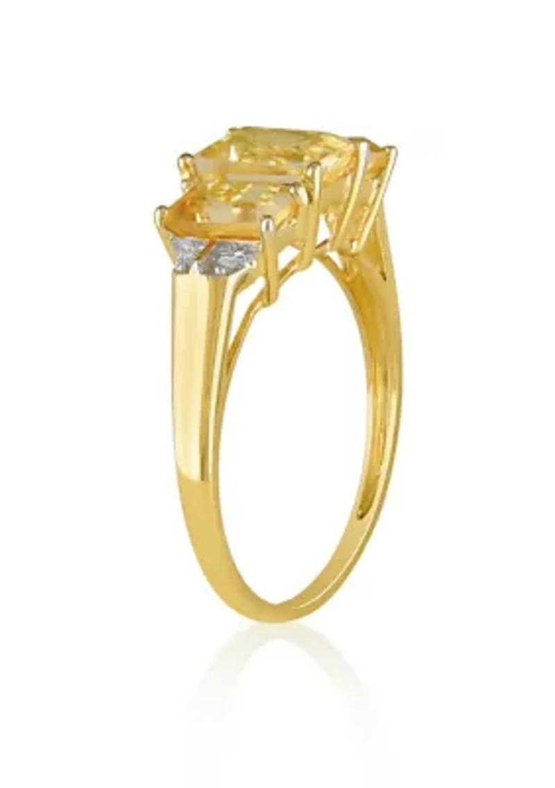 10k Yellow Gold Citrine and Diamond Ring