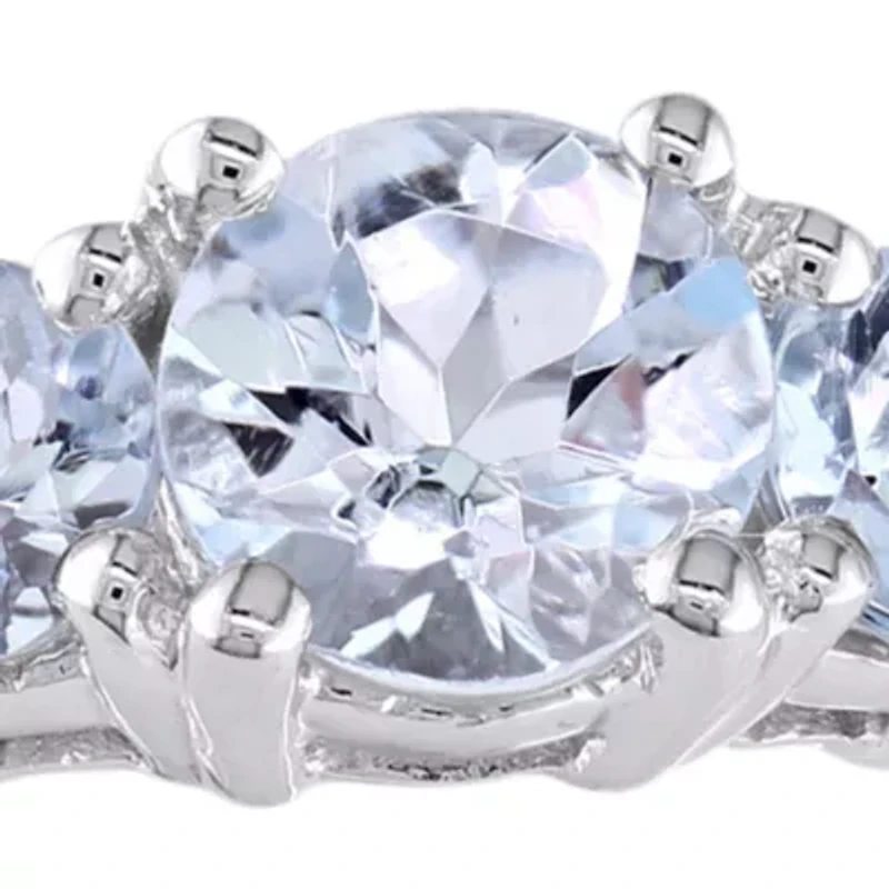10k White Gold Aquamarine and Diamond Ring