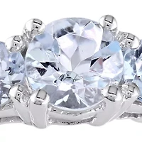 10k White Gold Aquamarine and Diamond Ring