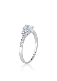 10k White Gold Aquamarine and Diamond Ring