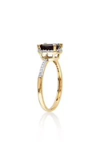10k Yellow Gold Garnet and Diamond Ring