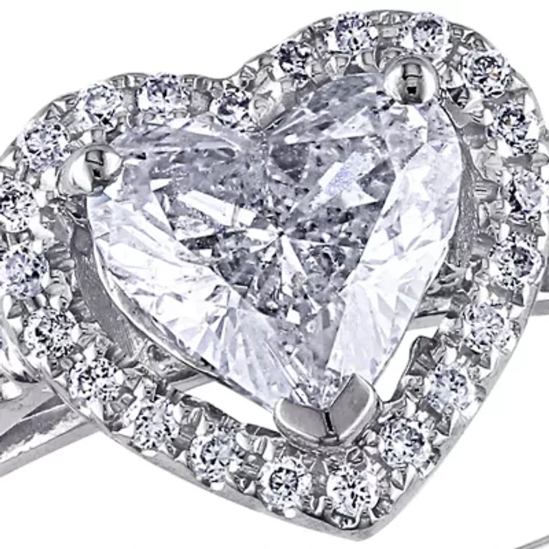 1 ct. t.w. Diamond Engagement Heart Ring in 14k White Gold