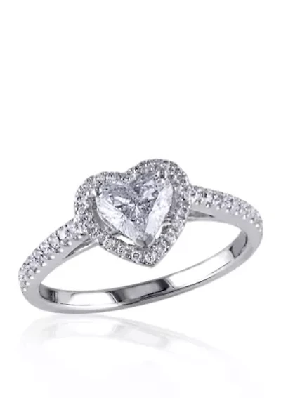1 ct. t.w. Diamond Engagement Heart Ring in 14k White Gold