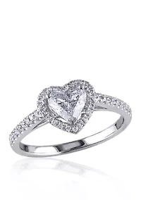1 ct. t.w. Diamond Engagement Heart Ring in 14k White Gold