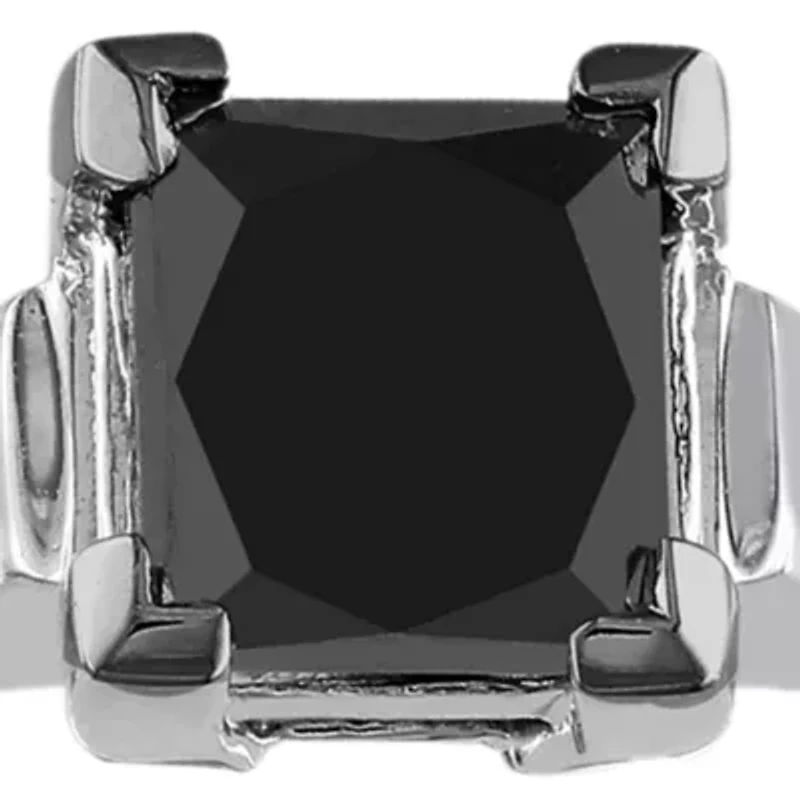 1.00 ct. t.w. Black Diamond Solitaire Engagement Ring 10k White Gold