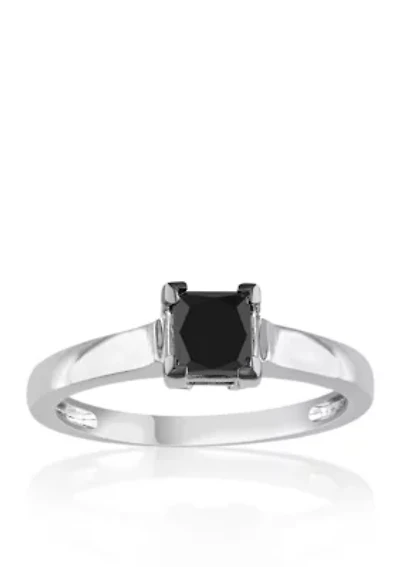 1.00 ct. t.w. Black Diamond Solitaire Engagement Ring 10k White Gold